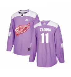 Youth Adidas Detroit Red Wings 11 Filip Zadina Authentic Purple Fights Cancer Practice NHL Jersey 