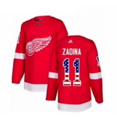 Youth Adidas Detroit Red Wings 11 Filip Zadina Authentic Red USA Flag Fashion NHL Jersey 