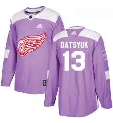 Youth Adidas Detroit Red Wings 13 Pavel Datsyuk Authentic Purple Fights Cancer Practice NHL Jersey 