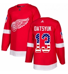 Youth Adidas Detroit Red Wings 13 Pavel Datsyuk Authentic Red USA Flag Fashion NHL Jersey 