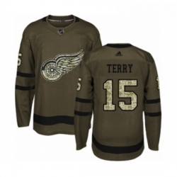 Youth Adidas Detroit Red Wings 15 Chris Terry Premier Green Salute to Service NHL Jersey 