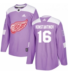 Youth Adidas Detroit Red Wings 16 Vladimir Konstantinov Authentic Purple Fights Cancer Practice NHL Jersey 