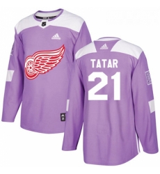 Youth Adidas Detroit Red Wings 21 Tomas Tatar Authentic Purple Fights Cancer Practice NHL Jersey 