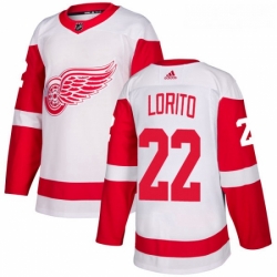 Youth Adidas Detroit Red Wings 22 Matthew Lorito Authentic White Away NHL Jersey 