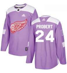 Youth Adidas Detroit Red Wings 24 Bob Probert Authentic Purple Fights Cancer Practice NHL Jersey 