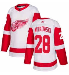 Youth Adidas Detroit Red Wings 28 Luke Witkowski Authentic White Away NHL Jersey 