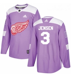 Youth Adidas Detroit Red Wings 3 Nick Jensen Authentic Purple Fights Cancer Practice NHL Jersey 