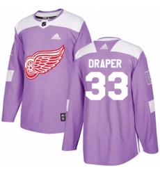 Youth Adidas Detroit Red Wings 33 Kris Draper Authentic Purple Fights Cancer Practice NHL Jersey 