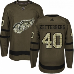Youth Adidas Detroit Red Wings 40 Henrik Zetterberg Authentic Green Salute to Service NHL Jersey 