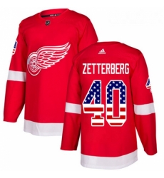 Youth Adidas Detroit Red Wings 40 Henrik Zetterberg Authentic Red USA Flag Fashion NHL Jersey 