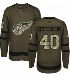 Youth Adidas Detroit Red Wings 40 Henrik Zetterberg Premier Green Salute to Service NHL Jersey 