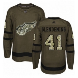 Youth Adidas Detroit Red Wings 41 Luke Glendening Authentic Green Salute to Service NHL Jersey 