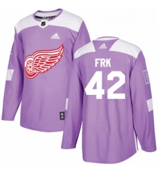 Youth Adidas Detroit Red Wings 42 Martin Frk Authentic Purple Fights Cancer Practice NHL Jersey 