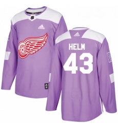 Youth Adidas Detroit Red Wings 43 Darren Helm Authentic Purple Fights Cancer Practice NHL Jersey 