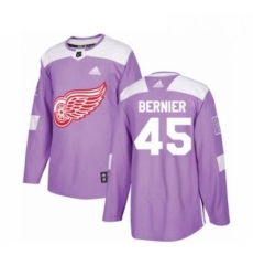 Youth Adidas Detroit Red Wings 45 Jonathan Bernier Authentic Purple Fights Cancer Practice NHL Jersey 