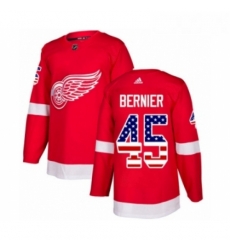 Youth Adidas Detroit Red Wings 45 Jonathan Bernier Authentic Red USA Flag Fashion NHL Jersey 
