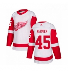Youth Adidas Detroit Red Wings 45 Jonathan Bernier Authentic White Away NHL Jersey 