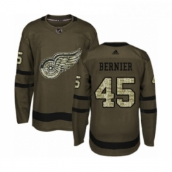 Youth Adidas Detroit Red Wings 45 Jonathan Bernier Premier Green Salute to Service NHL Jersey 