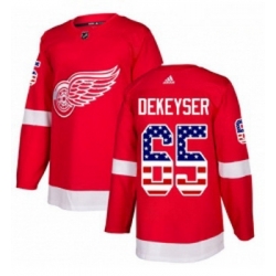Youth Adidas Detroit Red Wings 65 Danny DeKeyser Authentic Red USA Flag Fashion NHL Jersey 