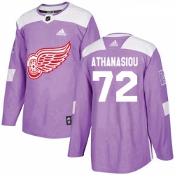 Youth Adidas Detroit Red Wings 72 Andreas Athanasiou Authentic Purple Fights Cancer Practice NHL Jersey 
