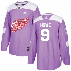 Youth Adidas Detroit Red Wings 9 Gordie Howe Authentic Purple Fights Cancer Practice NHL Jersey 