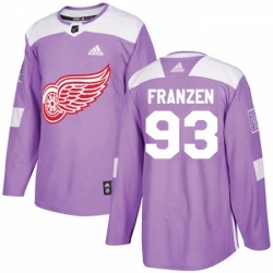 Youth Adidas Detroit Red Wings 93 Johan Franzen Authentic Purple Fights Cancer Practice NHL Jersey 