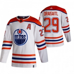 Men Edmonton Oilers 29 Leon Draisaitl White Adidas 2020 21 Reverse Retro Alternate NHL Jersey