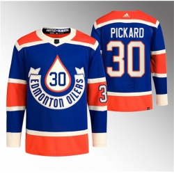 Men Edmonton Oilers 30 Calvin Pickard 2023 Royal Heritage Classic Primegreen Stitched Jersey