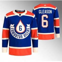 Men Edmonton Oilers 6 Ben Gleason 2023 Royal Heritage Classic Primegreen Stitched Jersey
