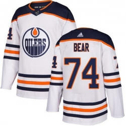Men Edmonton Oilers 74 Ethan Bear White Adidas Jersey