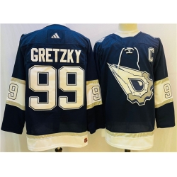 Men Edmonton Oilers 99 Wayne Gretzky Navy White Stitched Jersey