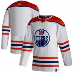 Men Edmonton Oilers Blank White 2020 21 Reverse Retro Adidas Jersey