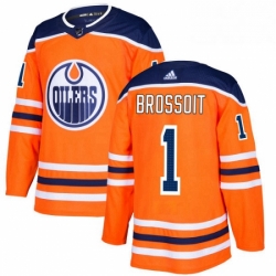 Mens Adidas Edmonton Oilers 1 Laurent Brossoit Authentic Orange Home NHL Jersey 