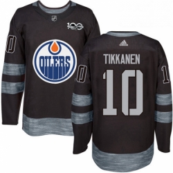 Mens Adidas Edmonton Oilers 10 Esa Tikkanen Authentic Black 1917 2017 100th Anniversary NHL Jersey 