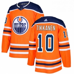 Mens Adidas Edmonton Oilers 10 Esa Tikkanen Authentic Orange Home NHL Jersey 