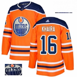 Mens Adidas Edmonton Oilers 16 Jujhar Khaira Authentic Orange Fashion Gold NHL Jersey 