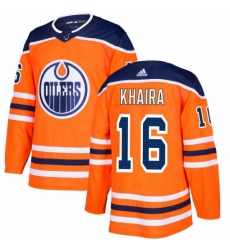 Mens Adidas Edmonton Oilers 16 Jujhar Khaira Authentic Orange Home NHL Jersey 