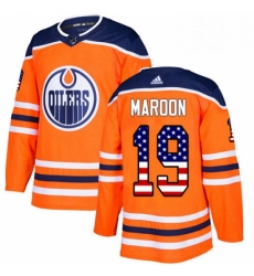 Mens Adidas Edmonton Oilers 19 Patrick Maroon Authentic Orange USA Flag Fashion NHL Jersey 