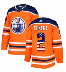 Mens Adidas Edmonton Oilers 2 Andrej Sekera Authentic Orange USA Flag Fashion NHL Jersey 
