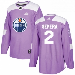 Mens Adidas Edmonton Oilers 2 Andrej Sekera Authentic Purple Fights Cancer Practice NHL Jersey 