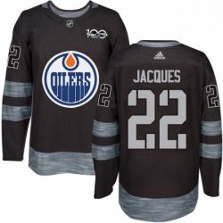 Mens Adidas Edmonton Oilers 22 Jean Francois Jacques Authentic Black 1917 2017 100th Anniversary NHL Jersey 
