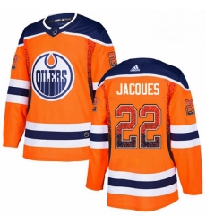 Mens Adidas Edmonton Oilers 22 Jean Francois Jacques Authentic Orange Drift Fashion NHL Jersey 