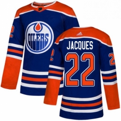 Mens Adidas Edmonton Oilers 22 Jean Francois Jacques Premier Royal Blue Alternate NHL Jersey 