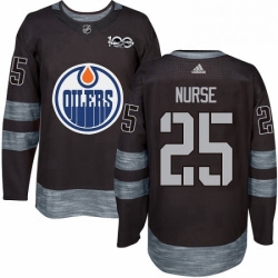Mens Adidas Edmonton Oilers 25 Darnell Nurse Authentic Black 1917 2017 100th Anniversary NHL Jersey 