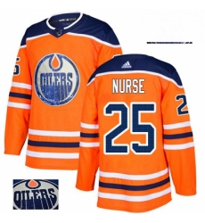 Mens Adidas Edmonton Oilers 25 Darnell Nurse Authentic Orange Fashion Gold NHL Jersey 