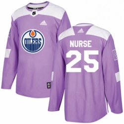 Mens Adidas Edmonton Oilers 25 Darnell Nurse Authentic Purple Fights Cancer Practice NHL Jersey 