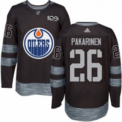 Mens Adidas Edmonton Oilers 26 Iiro Pakarinen Authentic Black 1917 2017 100th Anniversary NHL Jersey 