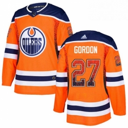 Mens Adidas Edmonton Oilers 27 Boyd Gordon Authentic Orange Drift Fashion NHL Jersey 