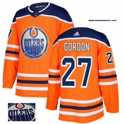 Mens Adidas Edmonton Oilers 27 Boyd Gordon Authentic Orange Fashion Gold NHL Jersey 