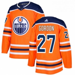 Mens Adidas Edmonton Oilers 27 Boyd Gordon Premier Orange Home NHL Jersey 